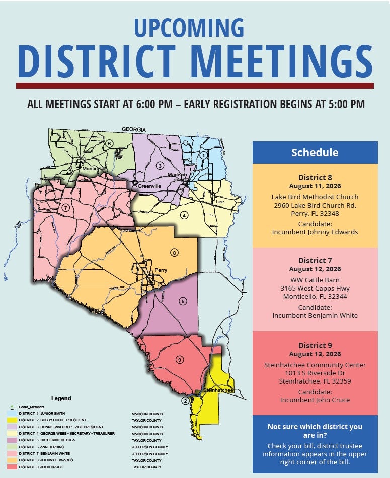 Upcoming District Meetings - Visit www.tcec.com/districtmeetings for more information
