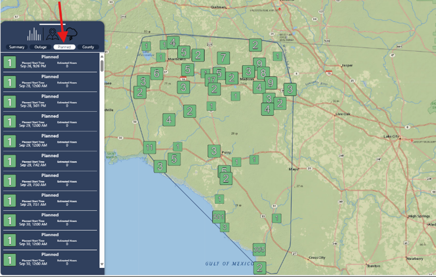 Planned outage map